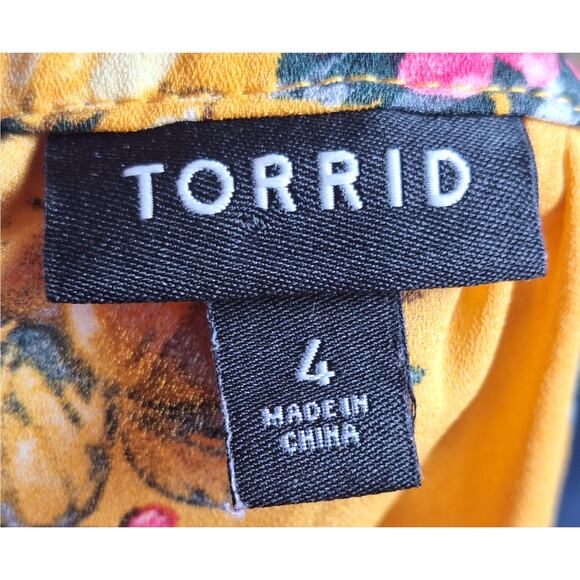 Torrid 4 Women 4x Yellow Floral Spring Halter Keyhole Flowy Tank Top - Picture 4 of 7